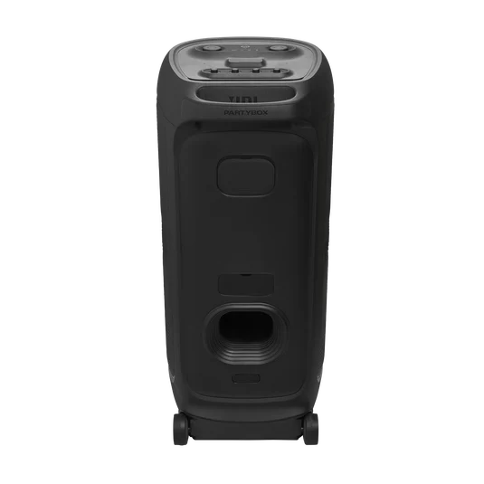 Partea din spate JBL PartyBox Ultimate cu roți și conexiuni