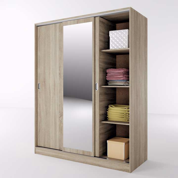 Dulap dressing Irim Nevada 150x59x191 cm Sonoma Dark cu oglindă - imagine 4