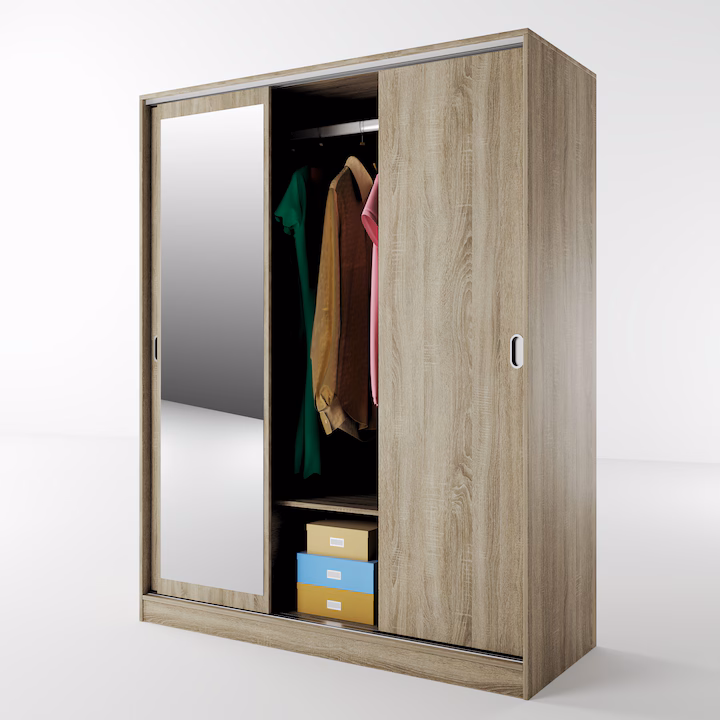 Dulap dressing Irim Nevada 150x59x191 cm Sonoma Dark cu oglindă - imagine 3