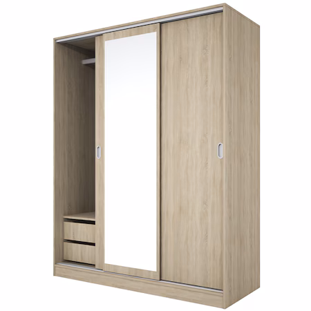 Dulap dressing Irim Nevada 150x59x191 cm Sonoma Dark cu oglindă
