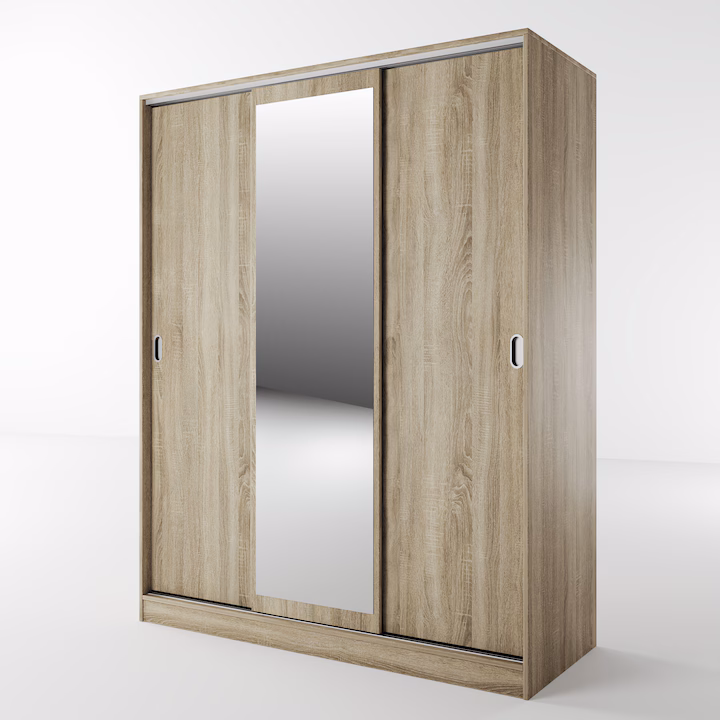 Dulap dressing Irim Nevada 150x59x191 cm Sonoma Dark cu oglindă - imagine 2