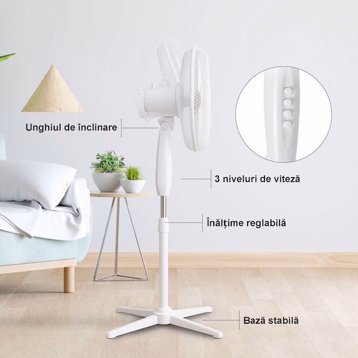 Ventilator Extralink Bryza ESF-40D-WH 40 cm 45 W alb - imagine 3