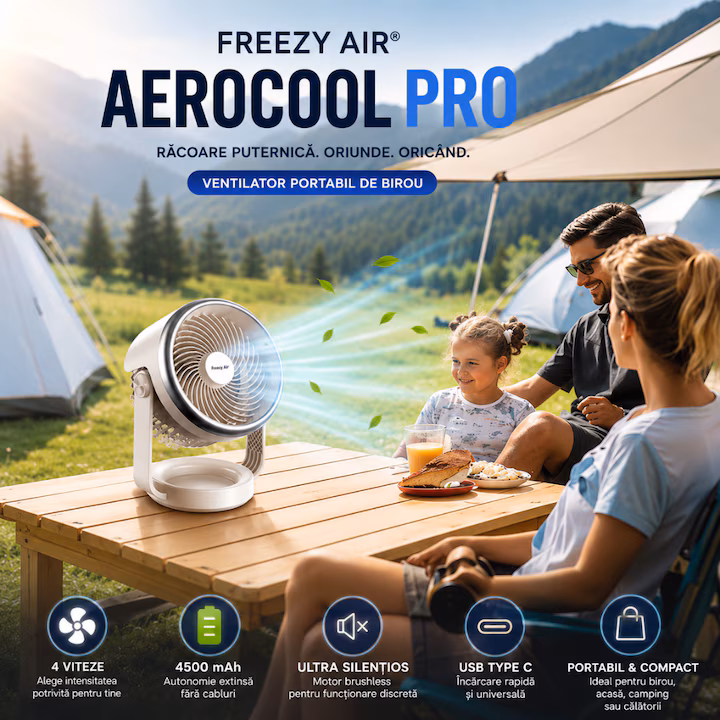 Ventilator portabil de birou Freezy Air AeroCool Pro alb - imagine 3